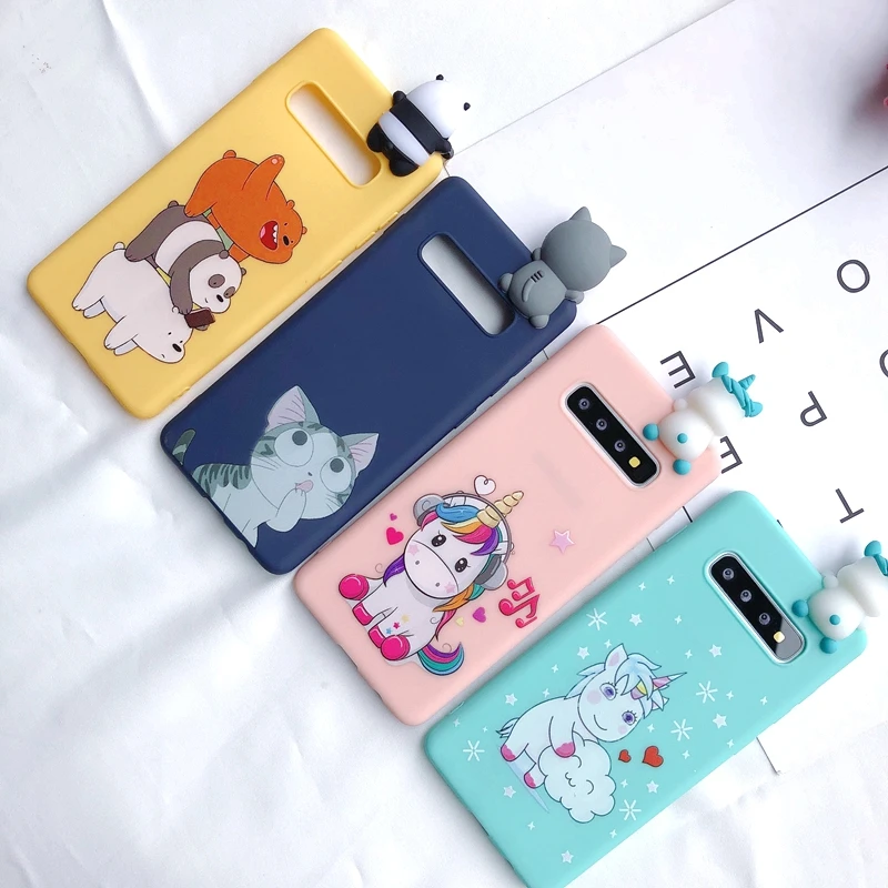 S8 S9 S10 3D чехол для Etui samsung Galaxy S8 S9 S10 Plus чехол Note 8 9 медведь Единорог Kawaii чехол для Coque samsung S7 Edge чехол