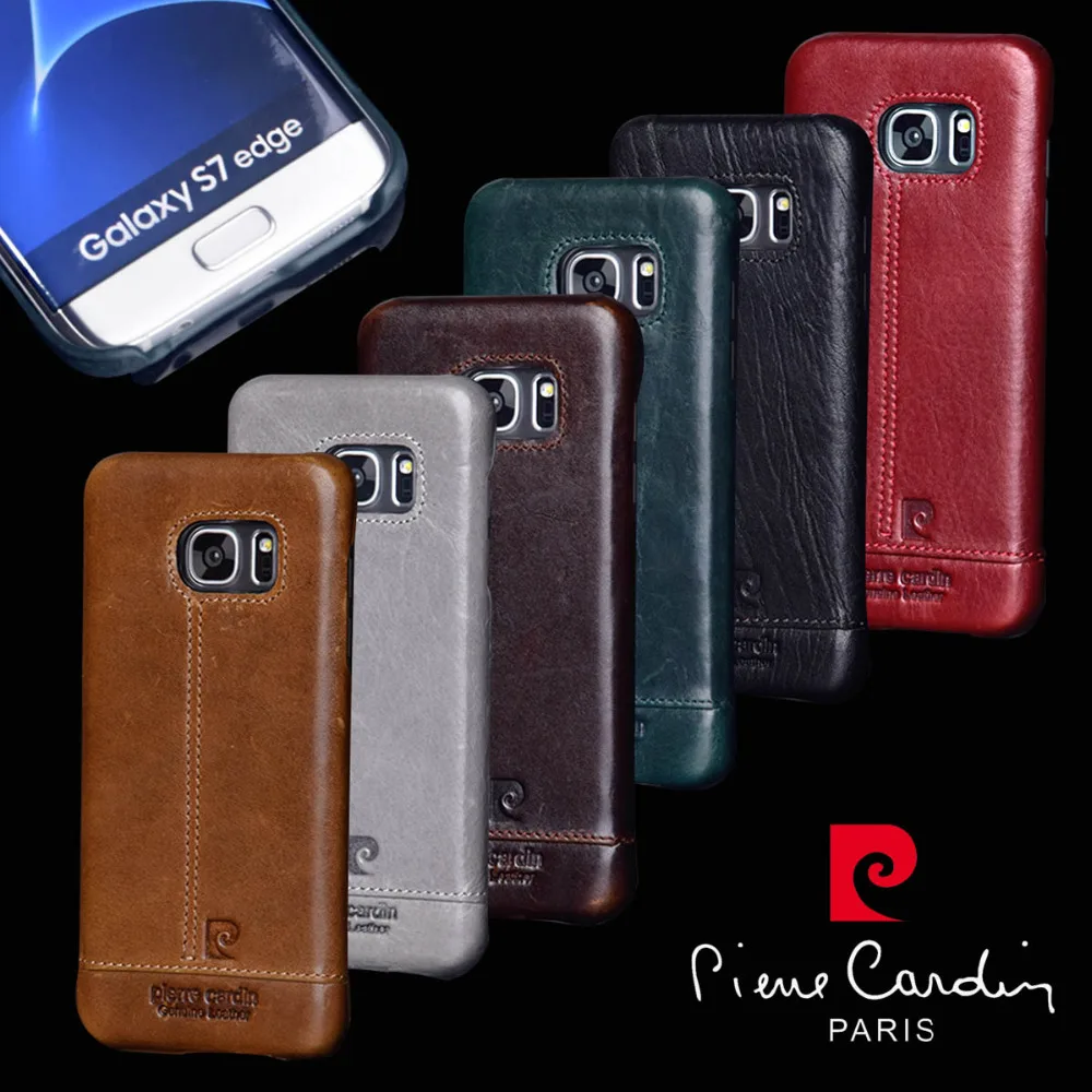 For Samsung Galaxy S7/S7 Edge Pierre Cardin Luxury Genuine Leather PC Back Case Cover Free Shipping |