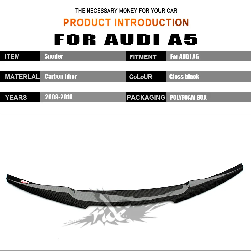For Audi A5 A5Q High-quality Carbon Rear Spoiler Tail M4 Style Coupe Fiber Trunk Wing 2-Door 09-16 | Автомобили и мотоциклы