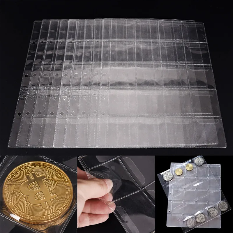 20/30/42 Pockets Classic Plastic Coin Holder Sheet Storage Collection Money Album Case#H0VH# Drop shipping