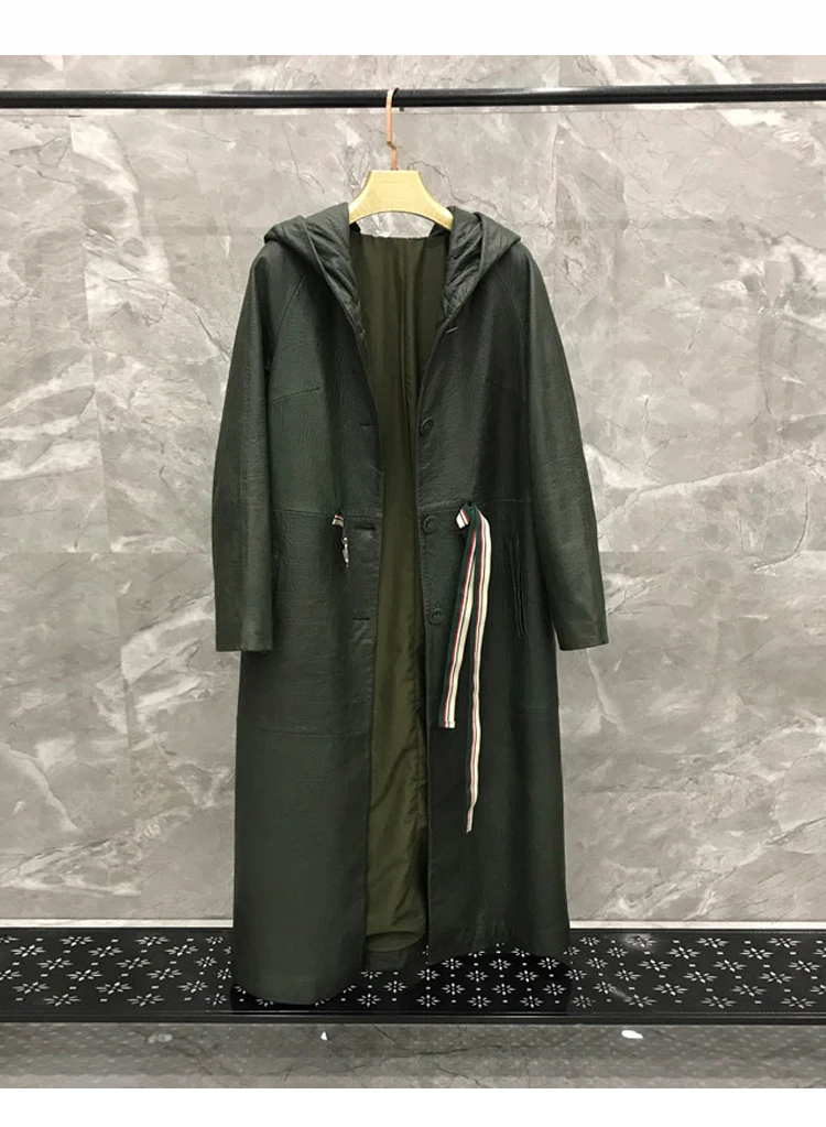 New Arrival Real Leather Jacket Drawstring Genuine Leather Jacket Women Plus Size Hooded Lambskin Leather Coat for Women