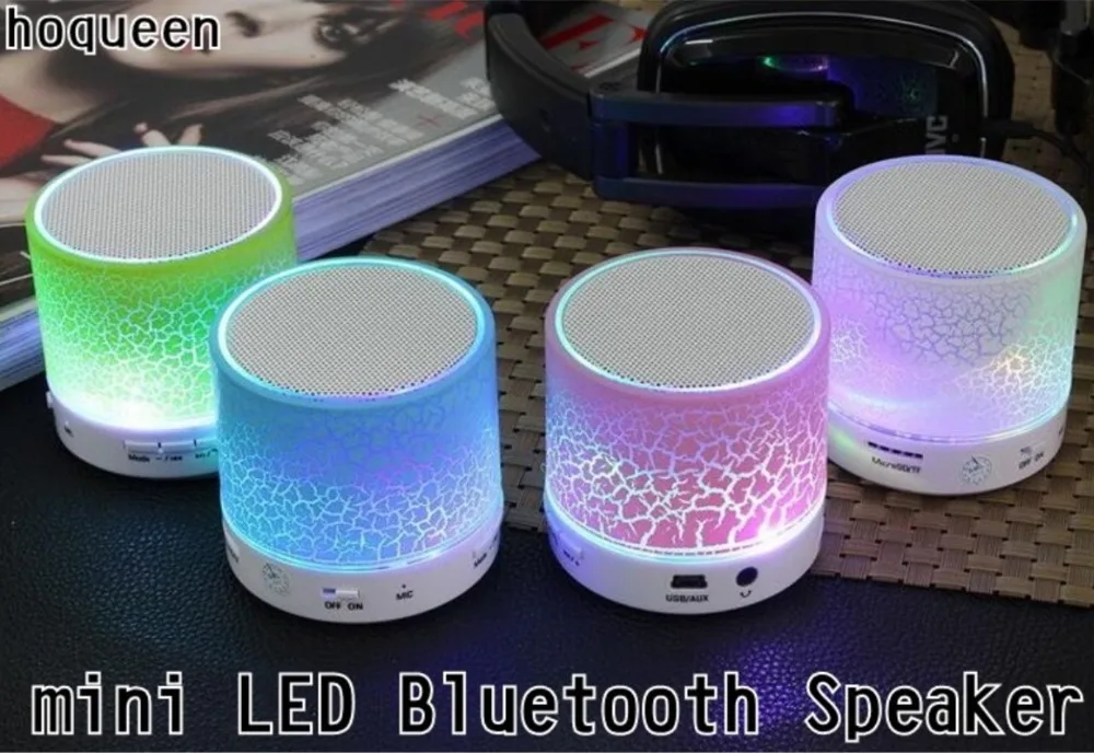Hoqueen 100 шт./лот мини портативные беспроводные Bluetooth колонки со светодиодной