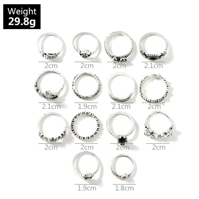 Buy 1set Vintage Silver Color Finger Ring Charm Vogue Leaves Nail Band Mid-Finger Knuckle Set For Women on