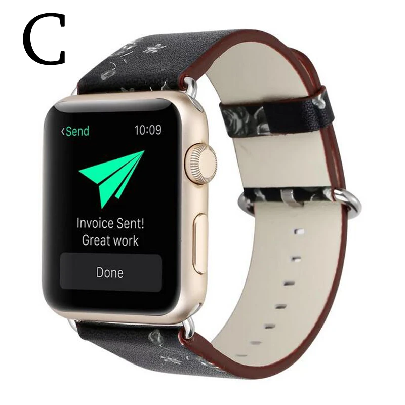 Кожаный ремешок JANSIN с цветочным узором для Apple Watch 40 мм 44 мм 38 мм 42 мм iwatch Series 1 2 3 4 5 браслет кожаный ремешок