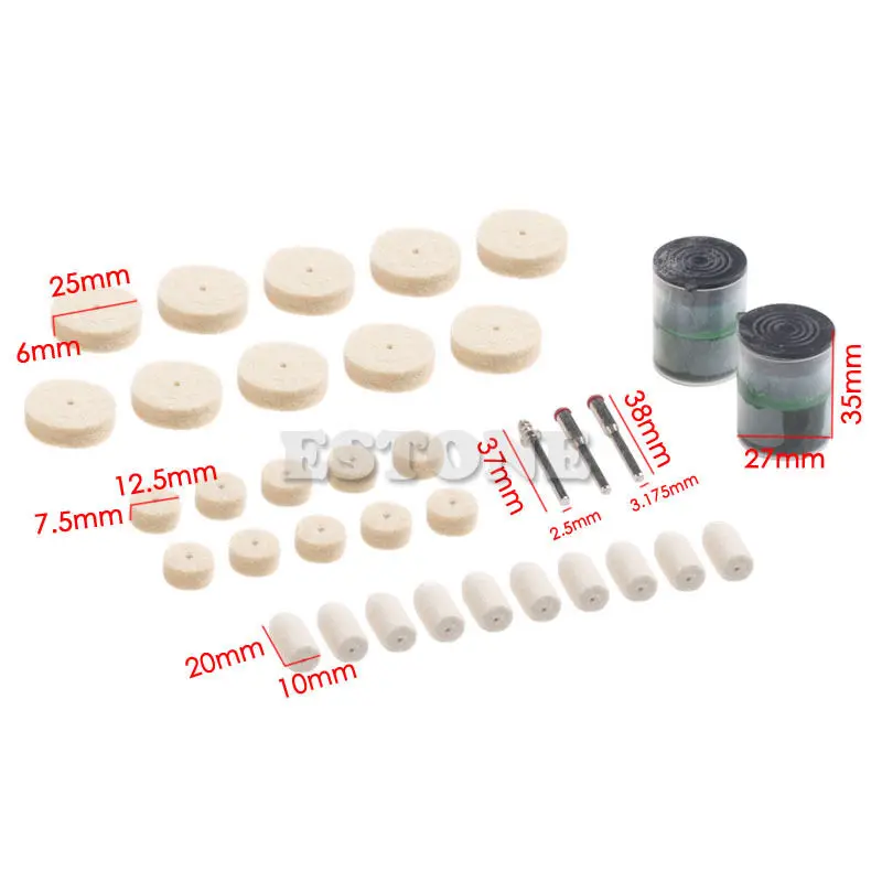 New 35Pcs Soft Felt Polishing Buffing Burr Wheel Kit For Dremel Rotary Tools 1/8&quot | Инструменты