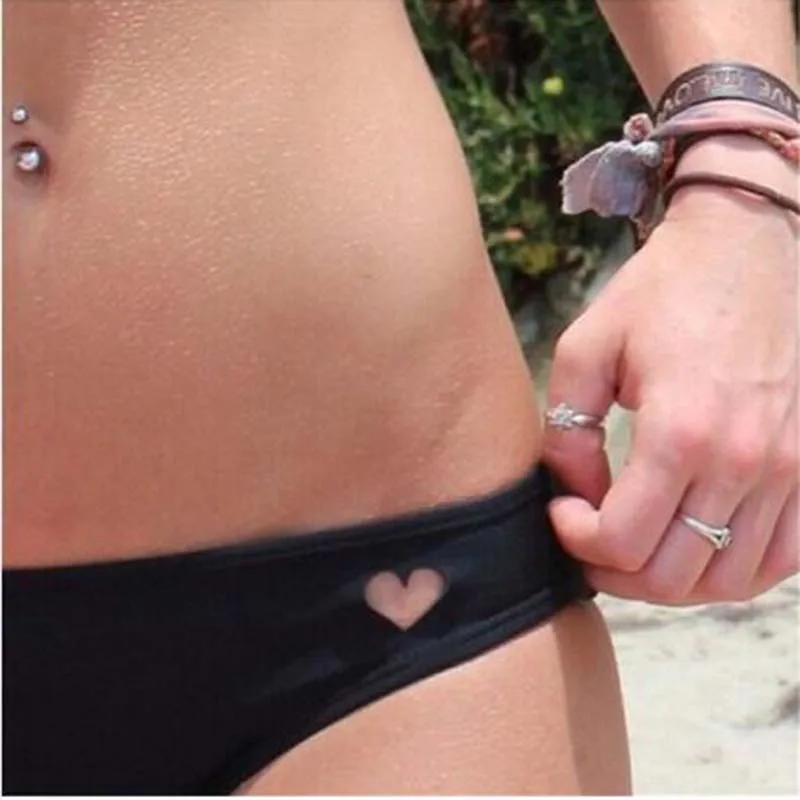 

2018 Women Brazilian Sexy Bikini Swimwear Thong Love Heart Cut Out Bottom Beachwear