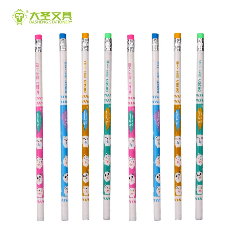 8 шт./компл. Мультяшные милые карандаши HB с красочным ластиком топ школьные