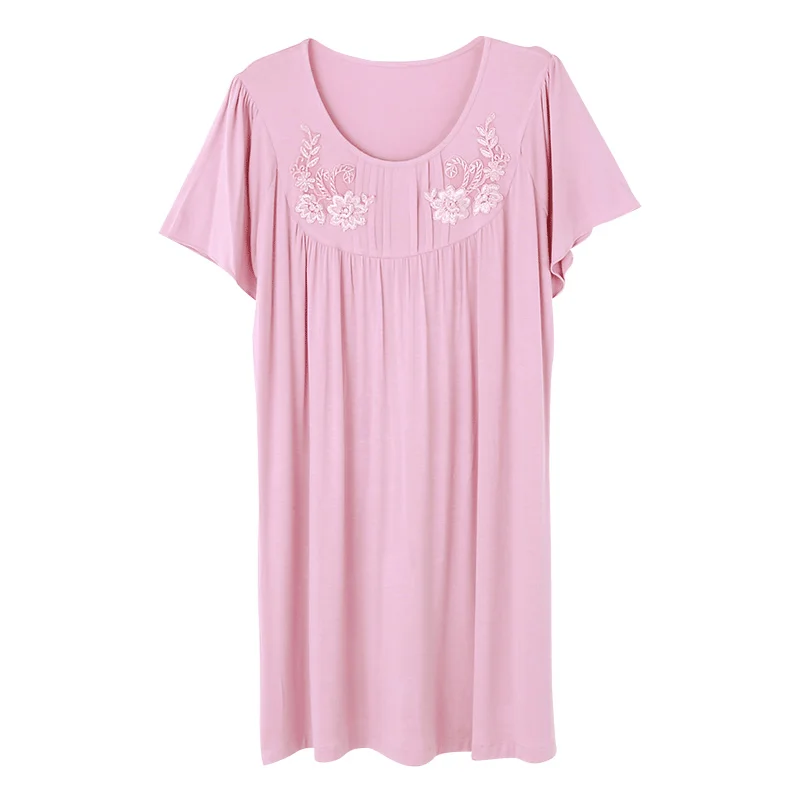 Женская ночная рубашка из хлопка и модала однотонная одежда для сна пижама с