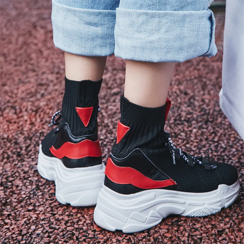 FEDONAS/Новинка женские носки на платформе сезон осень-зима обувь без шнуровки для