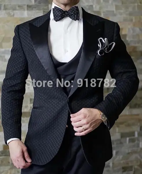 

Свадебные костюмы для мужчин 2018 на заказ Terno Slim Fit 3 предмета черное платье-смокинг для выпускного вечера формальный костюм жениха мужская свадьба