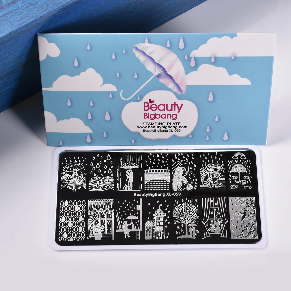 Beautybigbang нержавеющая сталь 6*12 см мирные дождливые сцены тема ногтей штамповки пластины XL-059