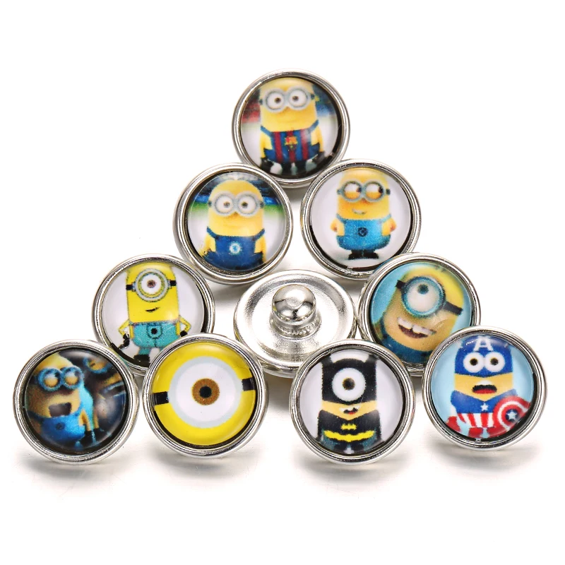 10 шт./лот круглые стеклянные часы разных стилей 12 мм браслет с кнопками для женщин