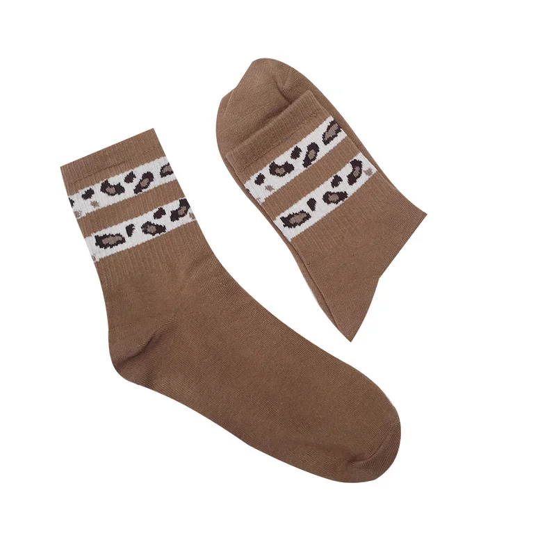 2019 Осенние новые японские леопардовые носки однотонные двухсеточные красные