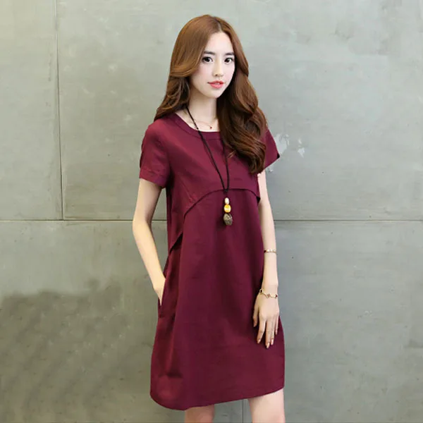 

Xiaying Smile Women Biank Maternity Dress Female Fashion All-Match V-Neck Sexy loose Big Tie-dyed Striped Dresss Short Sleeve