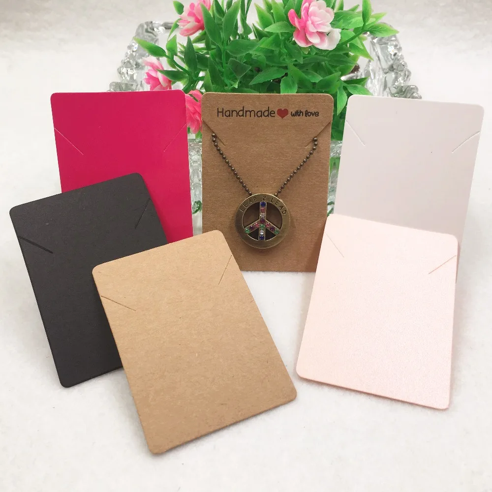 

24pcs Colorful Paper Necklace Cards, Handmade with love Hand chain/Pendant Cards 7x5cm jewelry accessory Displays Packing Card