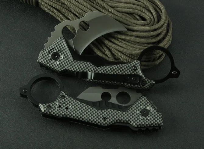 Karambit нож из углеродного волокна с узором DA46 складной для отдыха на природе EDC