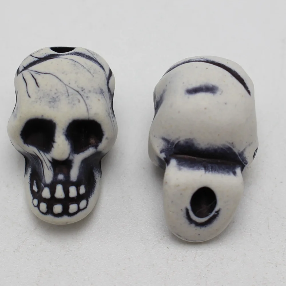 25 White Acrylic Halloween Gothic Skeleton Skull Beads 21X13mm | Украшения и аксессуары