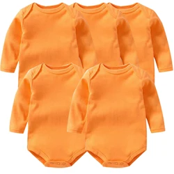 orange 5 шт./лот, комплекты одежды для маленьких мальчиков, маленькие хлопковые детские комбинезоны, комбинезон для маленьких девочек с длинными рукавами, новинка, зимний комбинезон для малышей - Цвет: orange