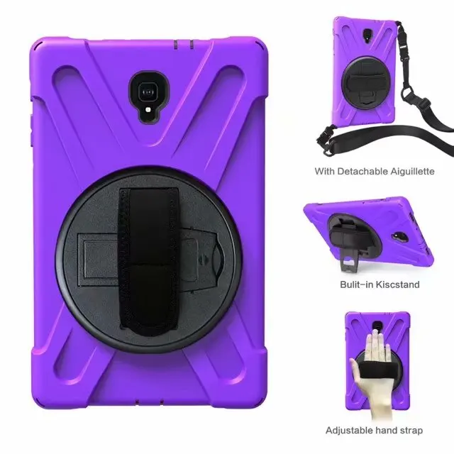 For Samsung Galaxy Tab S4 10.5 T830 T835 SM-T830 Kids Safe Shockproof Heavy Duty Silicone Kickstand Cover+Shoulder Strap+pen
