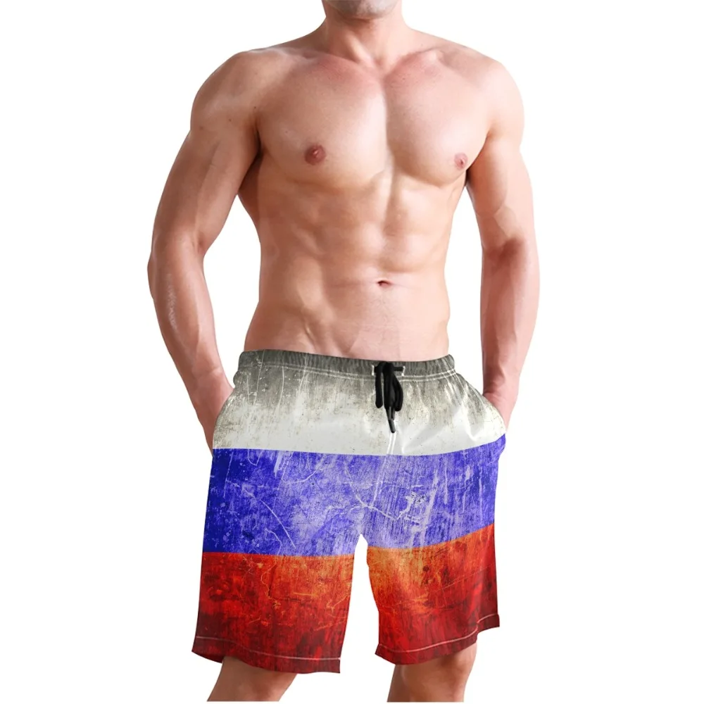 Summer Male Swimming Trunks Siwmsuits Russia Flag Print Beach Short Pants Men's Sportwear Shorts For Man Sports Fitness | Спорт и