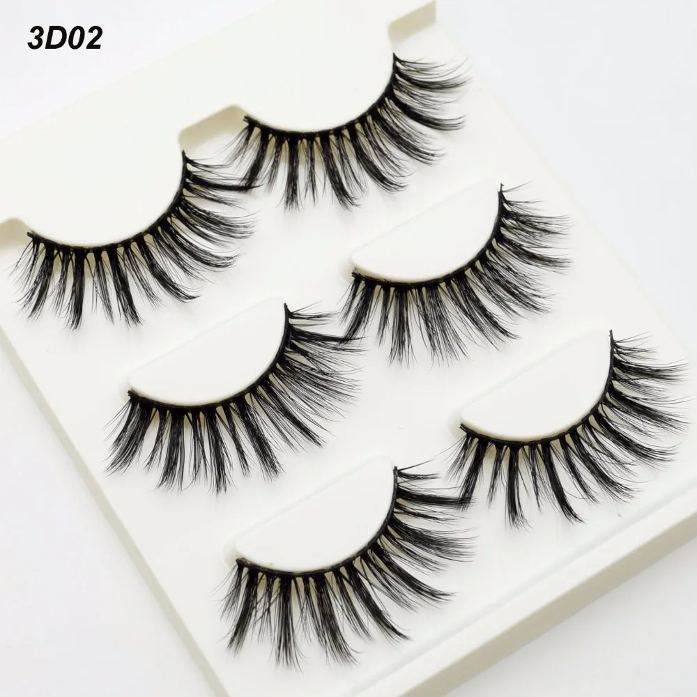 3 pairs /set 3D False Eyelashes Messy Cross Thick Natural Fake Eye Lashes Professional Makeup Bigeye Long False Eye Lashes 3D02