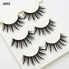 3 парыкомпл. 3D накладные ресницы пачкающие перекрещивающиеся густые натуральные накладные ресницы Профессиональный макияж Bigeye Длинные Накладные ресницы 3D02