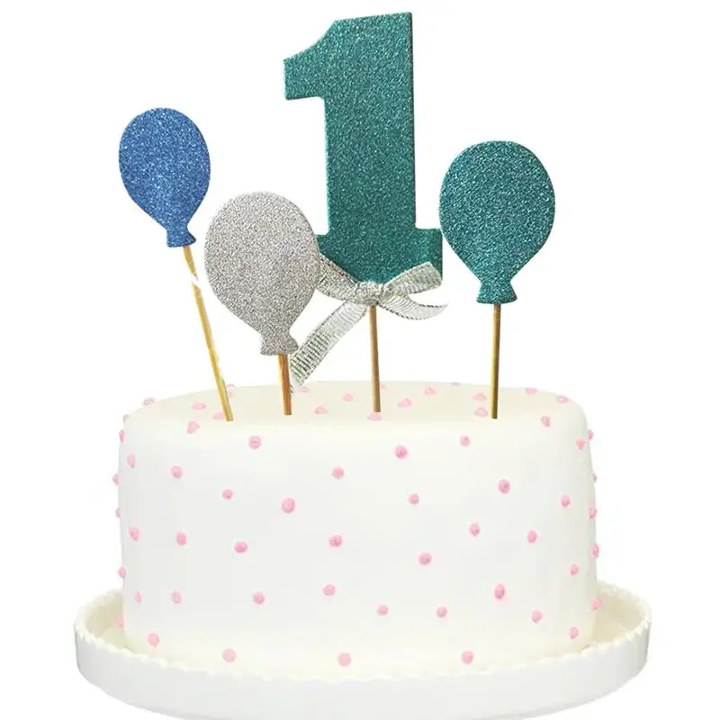 FunPa 4 шт торт Топпер декоративный номер 1 шар формы блестящие топперы кекс выбор