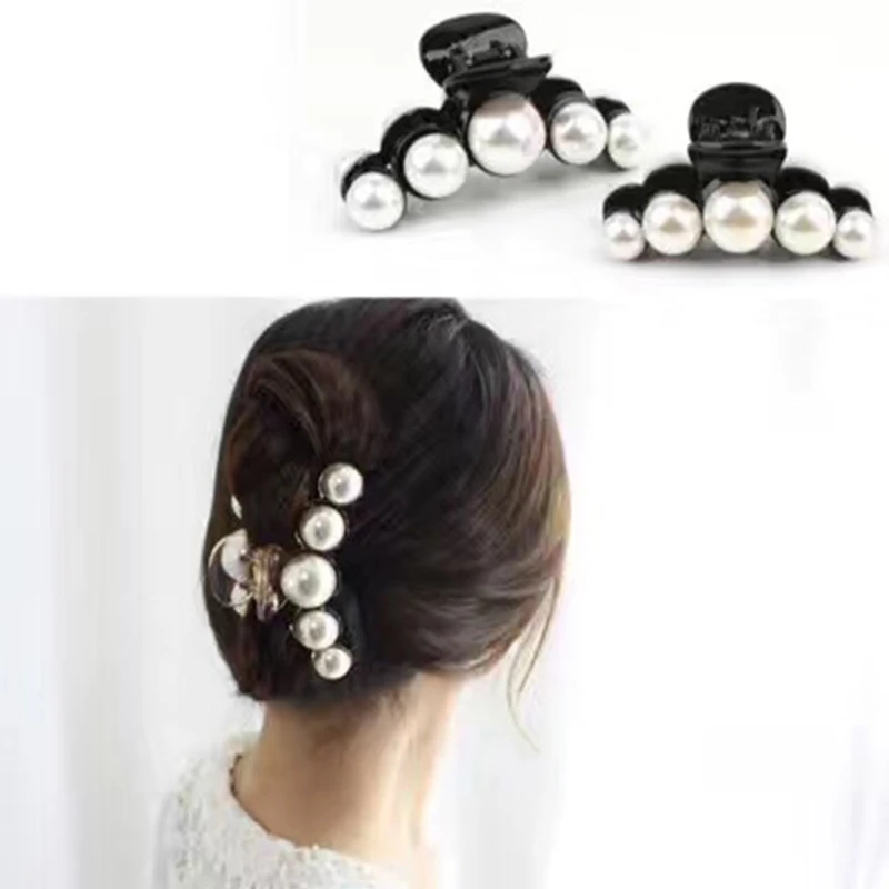 Fashion Baby Girls Hair Crab Claws Pearl Lady Headwear Accessories Hairpins Plastic Elastic Barrette Clips | Детская одежда и