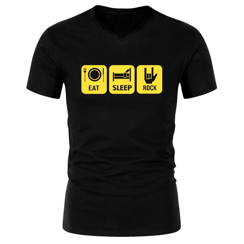 

New Fashion Classic Rock Band V-Neck T Shirt Men Cool Print T-shirt 2019 Summer Cotton Short Sleeve Tshirt Heavy Rock Tops Tees