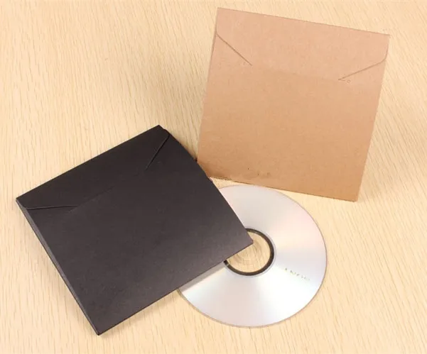 50 шт. 13*13 см чистая крафт бумага черные бумажные CD пакеты для обложки DVD