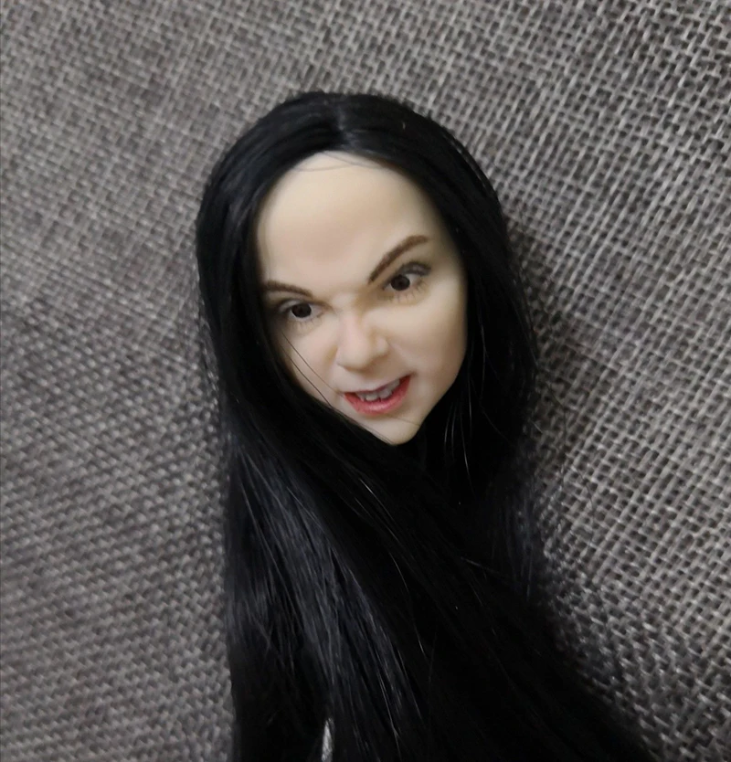 

1/6 Scale Female Figure Accessory Anger Expression Head Sculpt Black Long Hair Planted Model For 12"Figure Action Figure