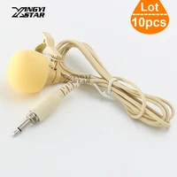 10pcslot flesh color tie clip lapel mic lavalier microphone 3 5mm screw plug lapela microfone for karaoke wireless transmitter
