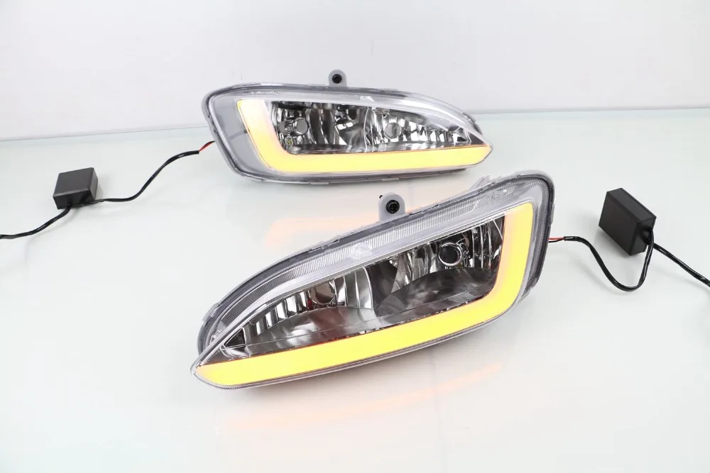SNCN светодиодный дневные ходовые огни для hyundai Santa Fe IX45 2013 DRL 12 В ABS противотуманная фара дом
