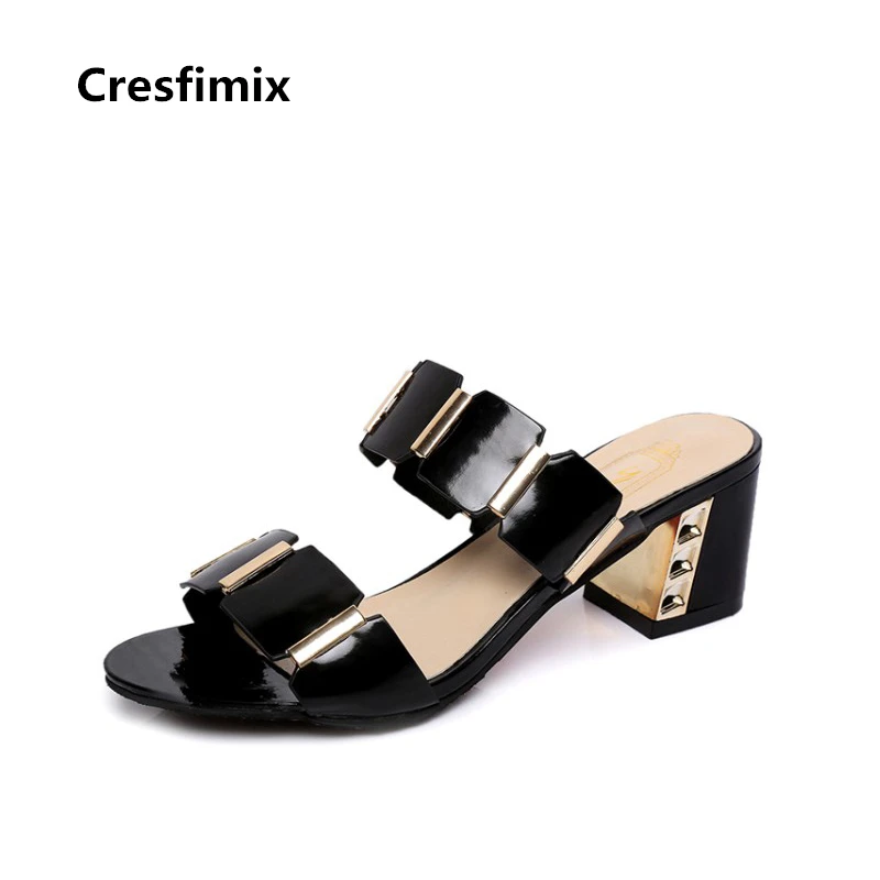 Cresfimix sandalias de mujer Женские модные босоножки без застежки на высоком каблуке 6 см