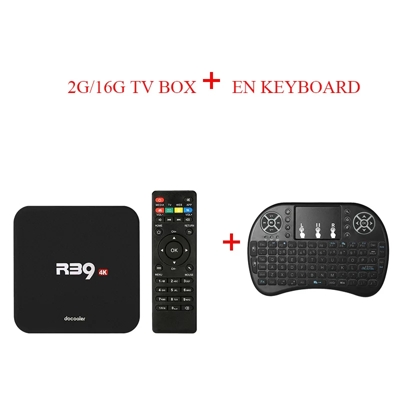 2G16G ADD ENkeyboard ТВ приставка docooler R39 для Android tv RK3229 четырехъядерный Смарт ТВ приставка Android 8,1 4K 16GB WiFi HD медиаплеер PK X96 Android ТВ приставка - Цвет: 2G16G ADD ENkeyboard