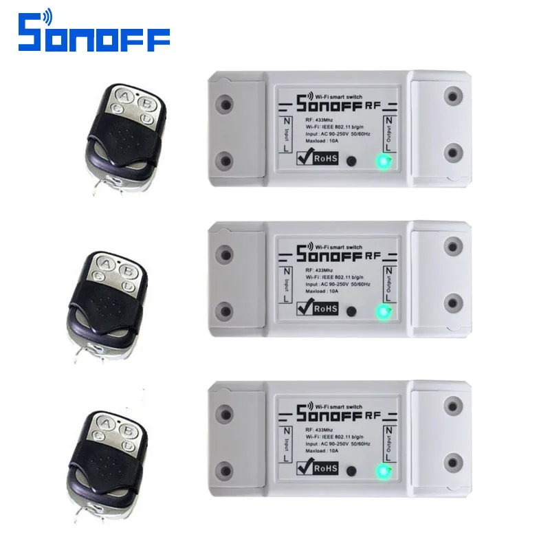3 шт. itead sonoff rf умный пульт дистанционного управления 433 МГц AC90 250v 10A Wifi
