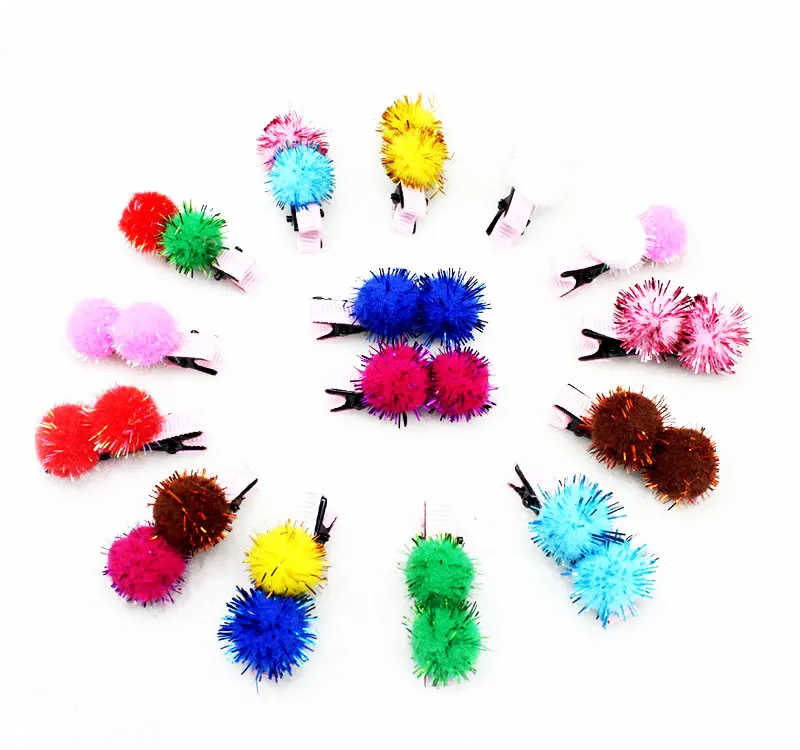 

40pcs pack of Pom pom clips, hair clips, hair accessories, kawaii clips assorted mixed colors with free gift box