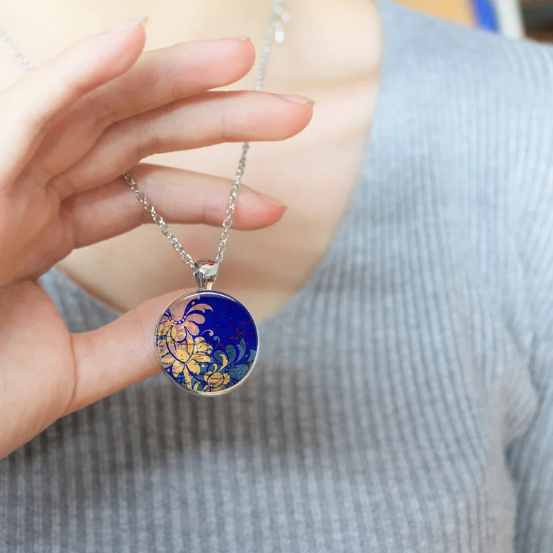 Round Glass Cabochon Mood Indigo Abstract Art Resin Pendant Making Jewelry Accessories Beautiful Cameo | Украшения и аксессуары