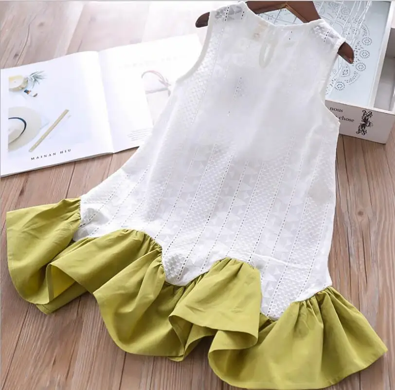 New 2019 Children Girls Summer Cotton Hollow Out Vest Dresses Baby Kids Fashion Dress 5 pcs/lot Wholesale Free Shipping | Детская одежда