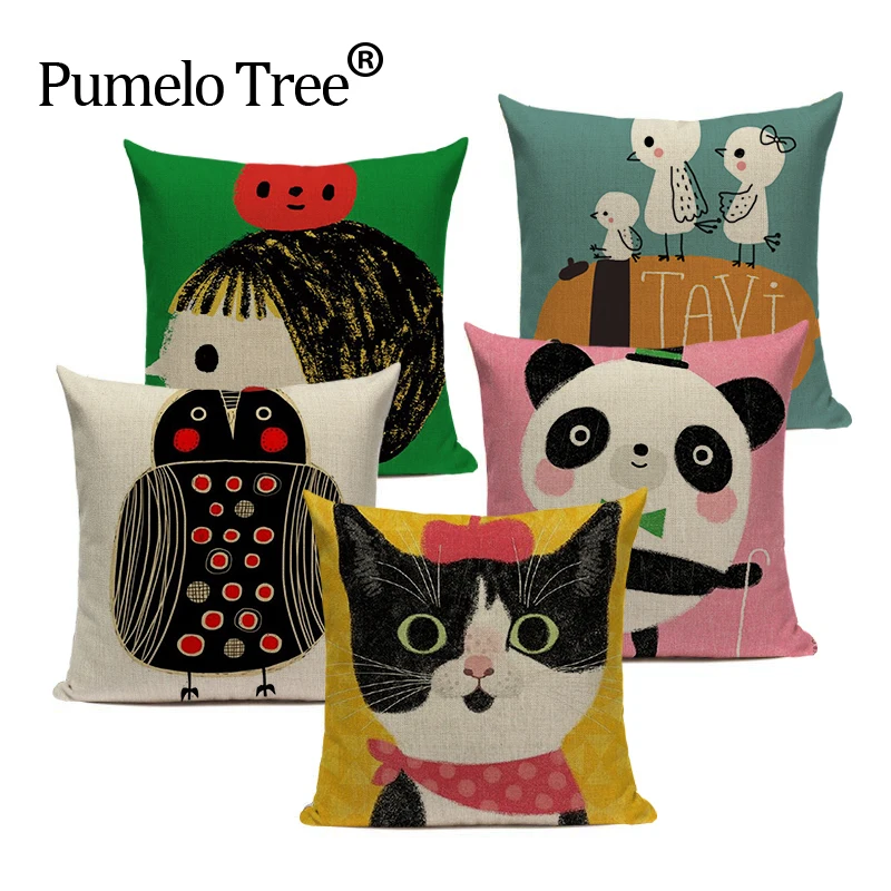 Декоративная льняная наволочка в виде животных 45x45 см|cushion cover|decorative cushion coversprinted