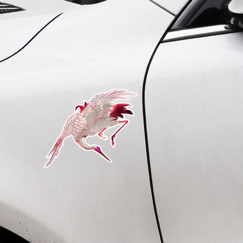 

YJZT 14*11.9CM Coolest Red-Crowned Crane Decor PVC Car Sticker 11A0211