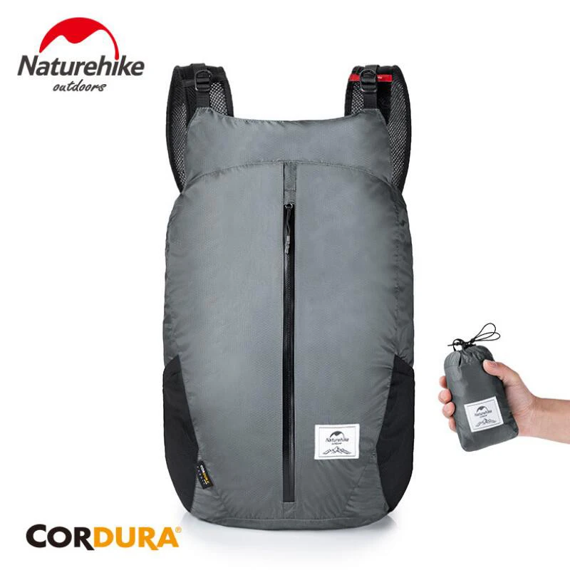 Naturehike 25L складной рюкзак Сверхлегкий Дорожная Спортивная Сумка 30D нейлон портативный Водонепроницаемый Открытый походный рюкзак NH18B510-B - Цвет: Серый цвет