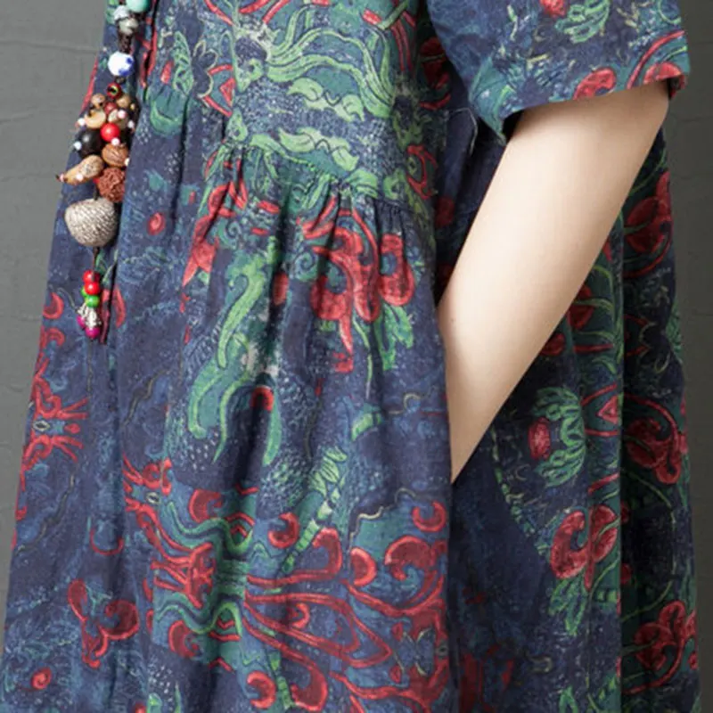 Женское платье большого размера F & je длинное Хлопковое с коротким рукавом и