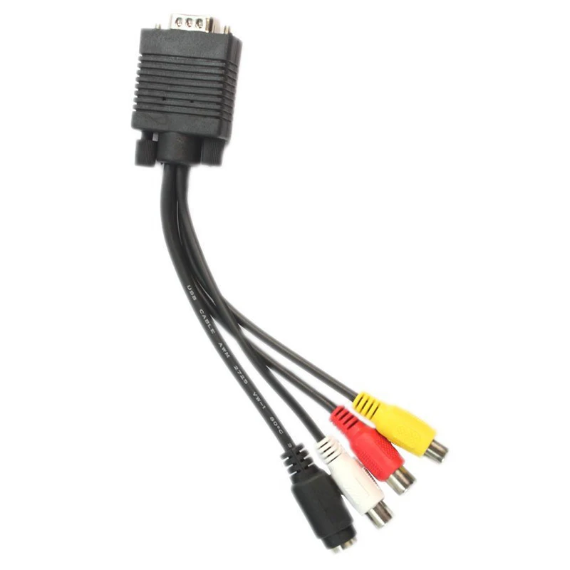 Черный VGA SVGA male S video 3 RCA Аудио Видео AV кабель конвертер|cable converter|av cable3 rca |
