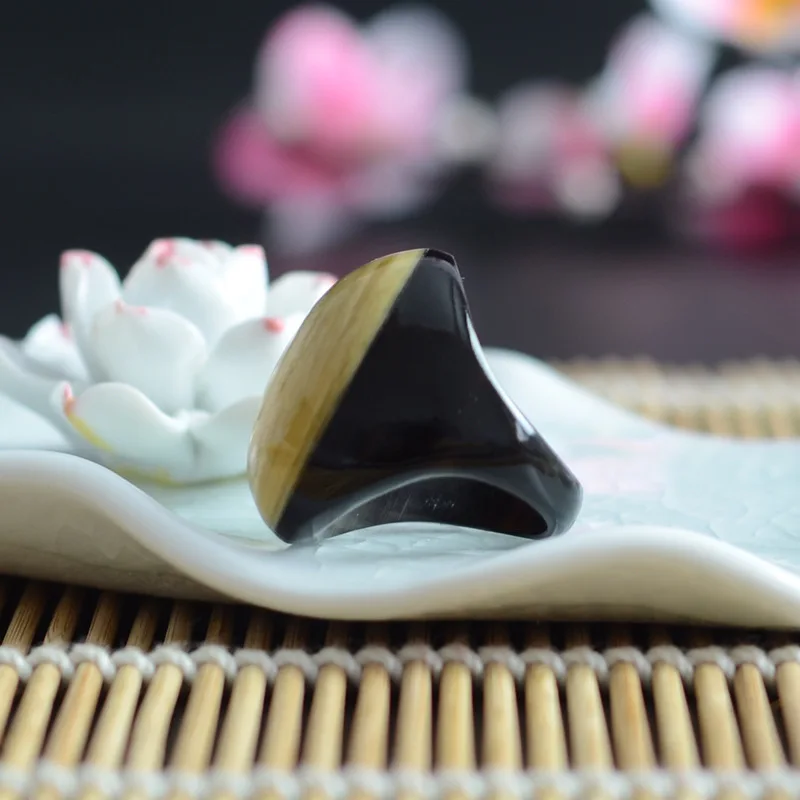 Черный эллипс изысканный ручной кольцо тянуть что личность природных мода