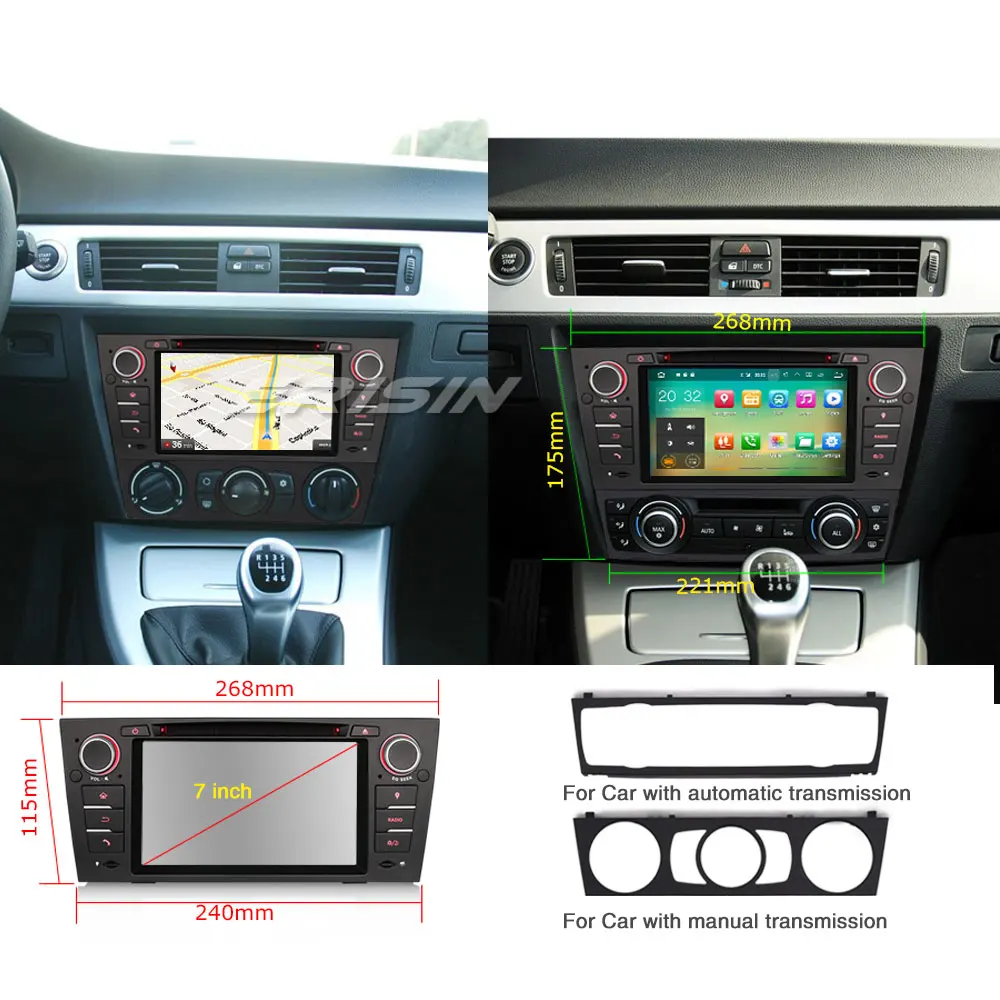 Erisin ES4867B 7 &quotAndroid 9 0 четырехъядерный PX30 автомобильный DVD GPS радио DVR DAB + для BMW 3 серии
