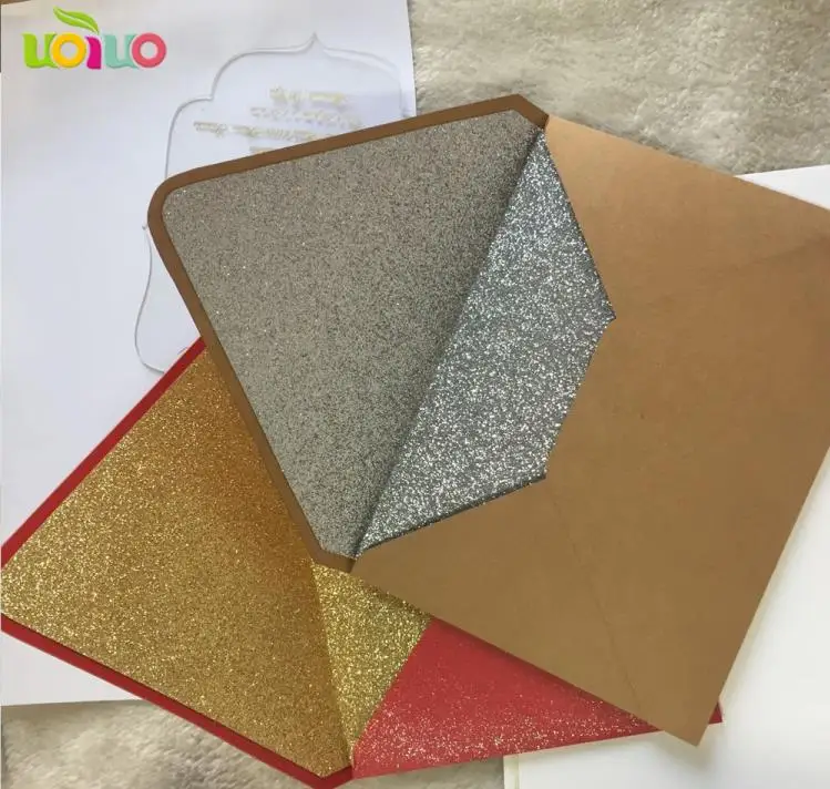 envelop has glitter Бесплатный дизайн заказной цветной большой плоский конверт для акриловой карты прозрачное Свадебное приглашение - Цвет: envelop has glitter