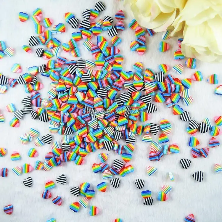 Оптовая продажа 6 цветов смешанные 10 мм акриловые полуплоские бусины с