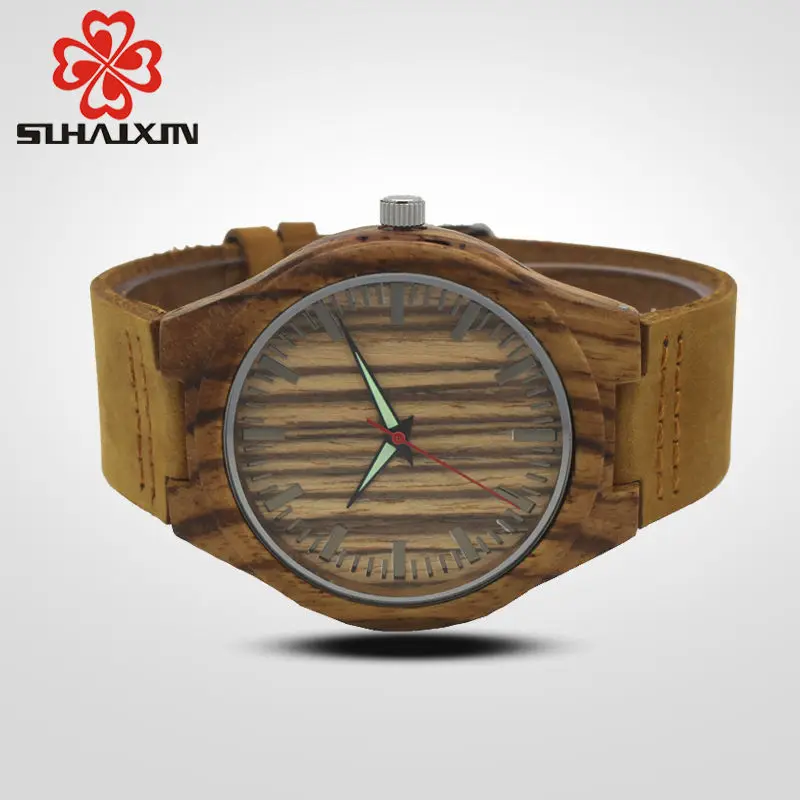 SIHAIXIN деревянные часы мужские Reloj Hombre простые кожаные бамбуковые современные
