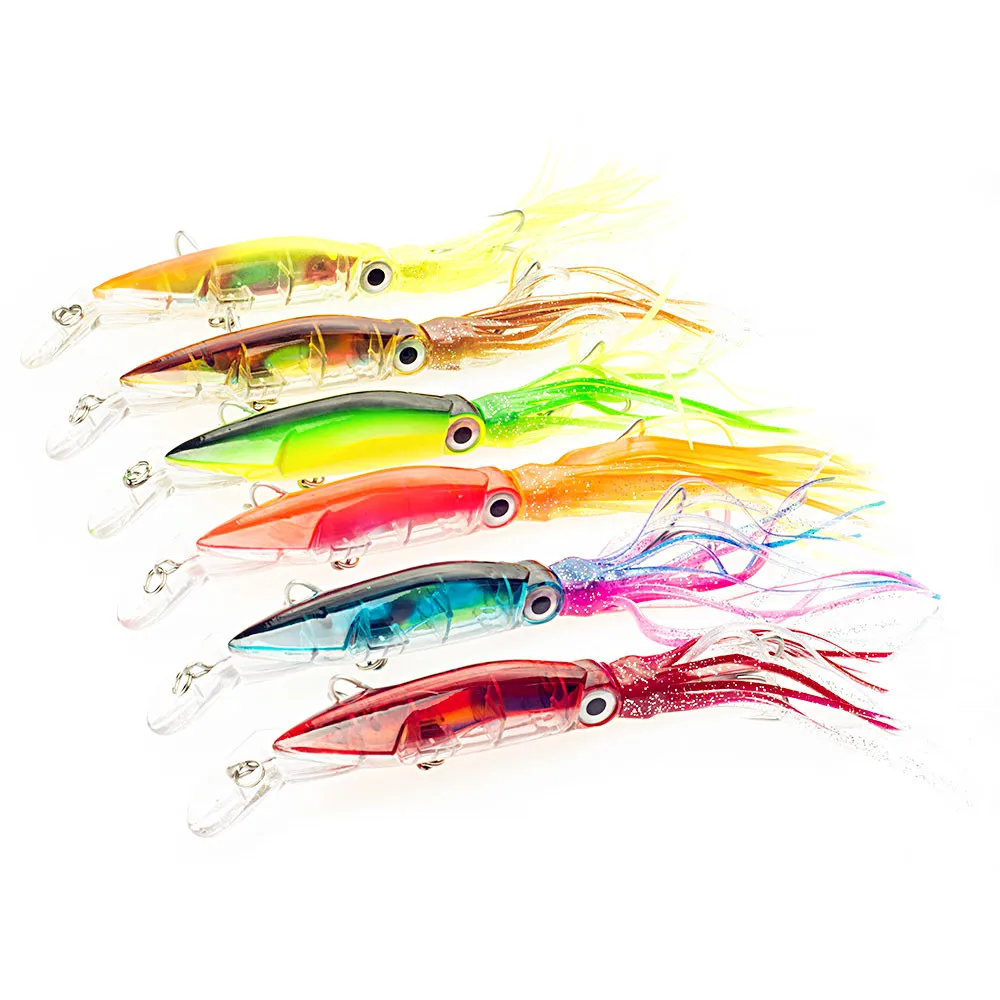

Vissen Octopus Big Game Casting Trolling Squid Skirt Lures Tuna Marlin Kingfish Mackerel 14cm/40g squid lures 1 piece random